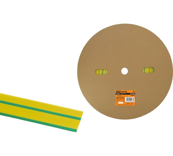 Изображение товара Термоусаживаемая трубка TDM ELECTRIC ТУТнг 16/8 желто-зеленая (100 м/ролл) SQ0518-0038