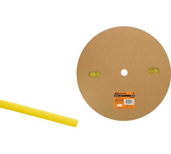 Изображение товара Термоусаживаемая трубка TDM ELECTRIC ТУТнг 6/3 желтая (100 м/ролл) SQ0518-0002