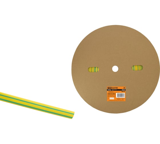 Изображение товара Термоусаживаемая трубка TDM ELECTRIC ТУТнг 6/3 желто-зеленая (100 м/ролл) SQ0518-0003