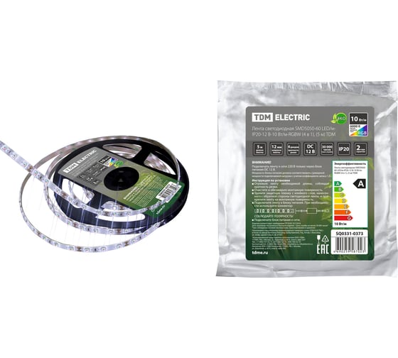 Изображение товара Светодиодная лента TDM ELECTRIC SMD5050-60 LED/м-IP20-12 В-10 Вт/м-RGBW (4 в 1), (5 м) SQ0331-0373