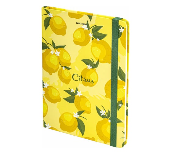 Изображение товара Блокнот BRAUBERG Lemons с резинкой без линовки 96 листов, А5 145x203 мм, твердая обложка 113727