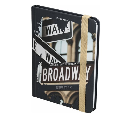 Изображение товара Блокнот BRAUBERG с резинкой в клетку 96 листов, малый формат А6 109x148, твердая обложка 113739