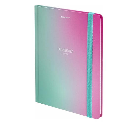 Изображение товара Блокнот BRAUBERG Градиент с резинкой в клетку 96 листов, А5 145x203 мм, твердая обложка с фольгой 113732