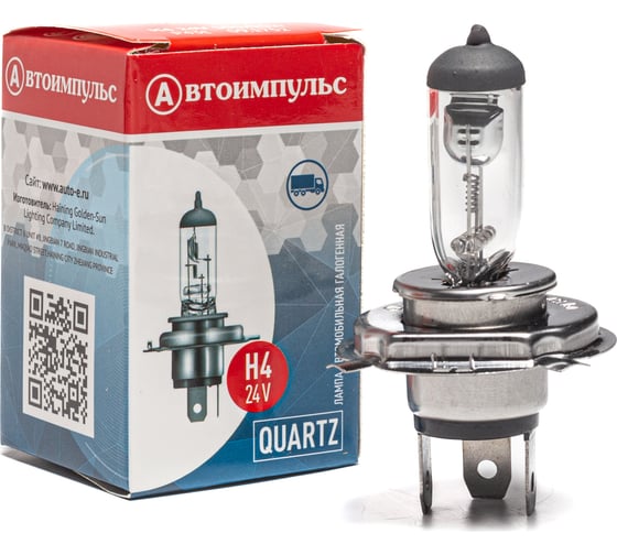 Изображение товара Галогенная автолампа Autoimpuls QUARTZ H4, 12 В, 100/90W, P43t 09.1750