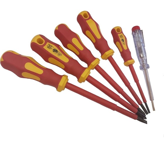 Изображение товара Набор изолированных отверток BIST в пластиковом кейсе 6 шт.Cr-V, VDE, SL 0.5x3.0x75 BWD543C