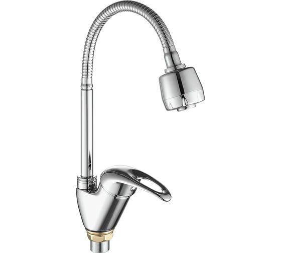 Изображение товара Смеситель для кухни FASHUN хром ф40 - гайка, гиб. излив/2 режима, латунь A4303