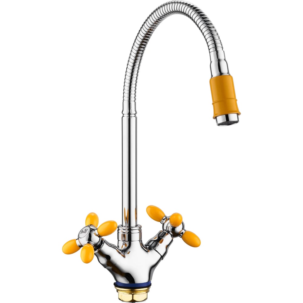 Изображение товара Смеситель для кухни FASHUN жёлтый/хром с гибким изливом, современный дизайн