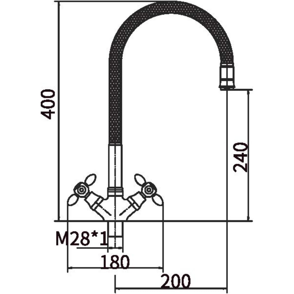 Изображение товара Смеситель для кухни FASHUN зеленый хром двухрычажный с гибким изливом
