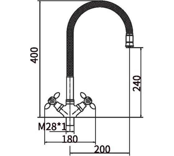 Изображение товара Смеситель для кухни FASHUN зелёный/хром - гайка, гиб. излив, силумин A43127-6