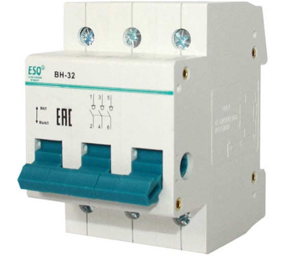 Изображение товара Выключатель нагрузки ESQ ВН 32 3 полюса, 125А 14.03.04.000004