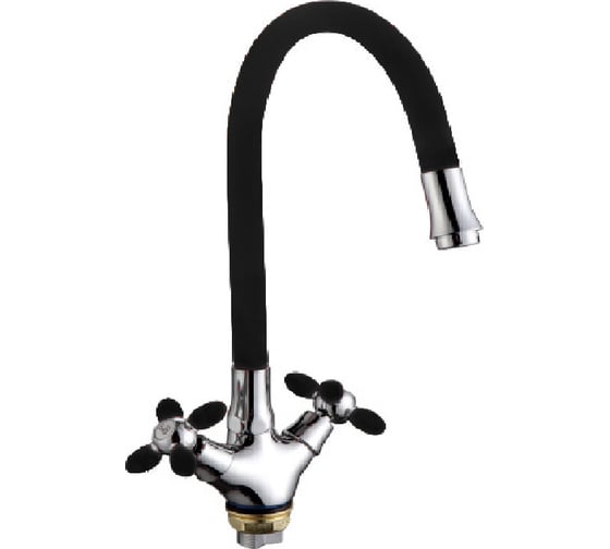 Изображение товара Смеситель для кухни FASHUN гайка, черный излив, силумин  A44127-7