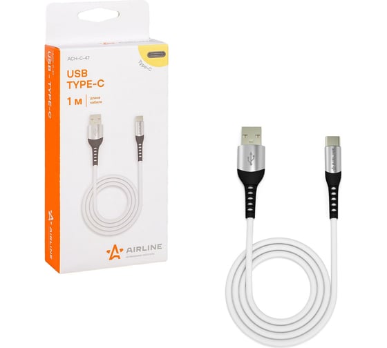 Изображение товара Кабель AIRLINE USB - Type-C 1м, белый Soft-Touch ACH-C-47