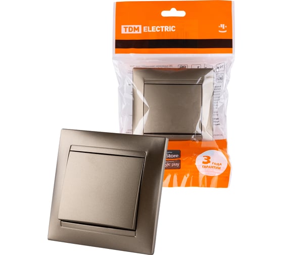Изображение товара 1-клавишный выключатель TDM ELECTRIC 10А бронза "Лама" SQ1815-0701
