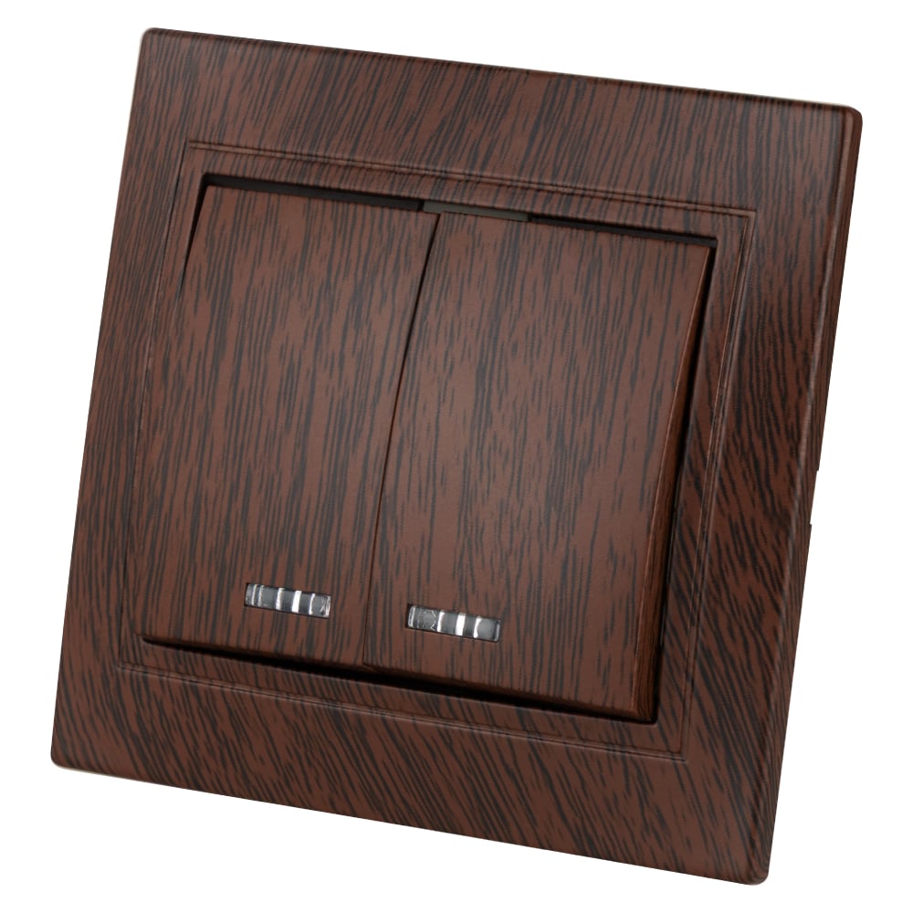 Изображение товара 2-клавишный выключатель TDM ELECTRIC с подсветкой 10А ЭКО Таймыр