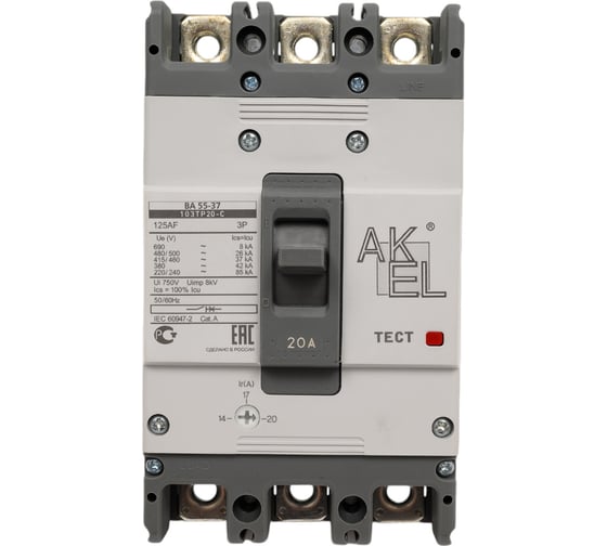Изображение товара Автоматический выключатель AKEL ВА55-37-103ТР20-С 207502