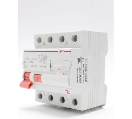 Изображение товара Устройство защитного отключения AKEL VDH-4P-25A-30mA-ТипAC 400669