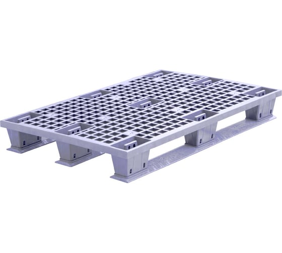 Изображение товара Паллет Тара.ру п/э, 1200x800x150 мм, перфорированный, на 3 полозьях, цв. серый 26134
