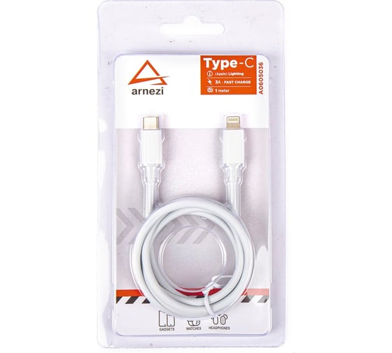 Изображение товара Дата-кабель Type-C/Lightning (1м, 3А) поддерживает быструю зарядку Arnezi A0605036