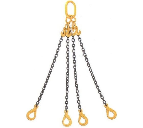 Изображение товара Цепной строп Сталь-91 4СЦ - 11,2т/6м звено ОВ увеличенное, укоротители, крюки самозак. 4687202314591