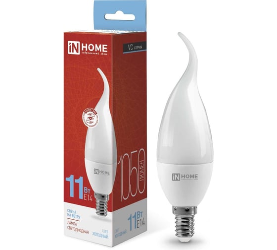 Изображение товара Светодиодная лампа IN HOME LED-СВЕЧА НА ВЕТРУ-VC 11Вт 230В Е14 6500К 1050Лм 4690612030494