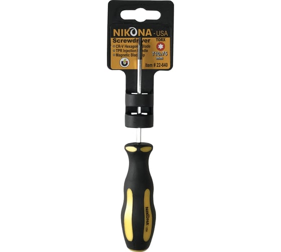 Изображение товара Отвертка NIKONA звездочка Torx  Cr-V, T 10x75 мм, шестигранная 22-640