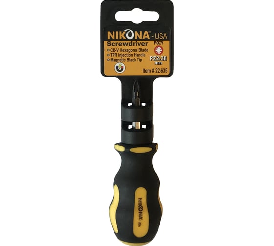 Изображение товара Отвертка NIKONA крестовая Pozidriv, Cr-V, PZ 2x38 мм, шестигранная 22-635