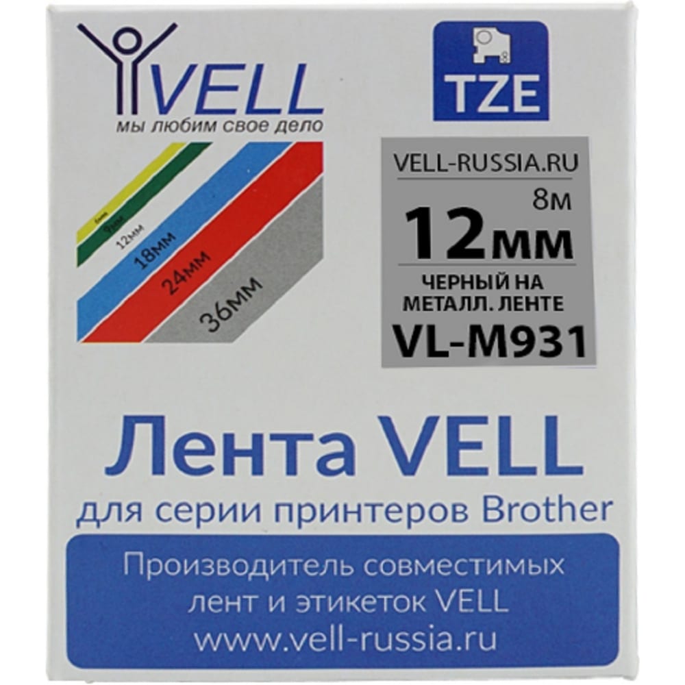 Лента Vell лента vell vl 861 brother tze 861 36 мм на золотом для pt9700 p900w