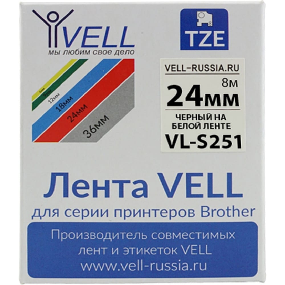 Лента для PT D600/2700/P700/P750 Vell лента виниловая vell vl v211ch с чипом 6 мм на белом