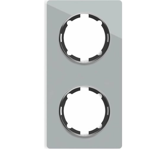 Изображение товара Стеклянная рамка OneKeyElectro Garda (для серии Florence) 2 поста, вертикальная, цвет серый 2234948