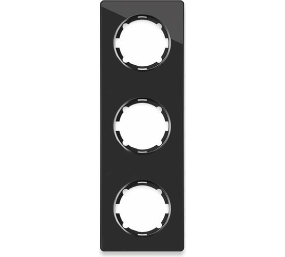 Изображение товара Стеклянная рамка OneKeyElectro Garda (для серии Florence) 3 поста, вертикальная, цвет чёрный 2234951