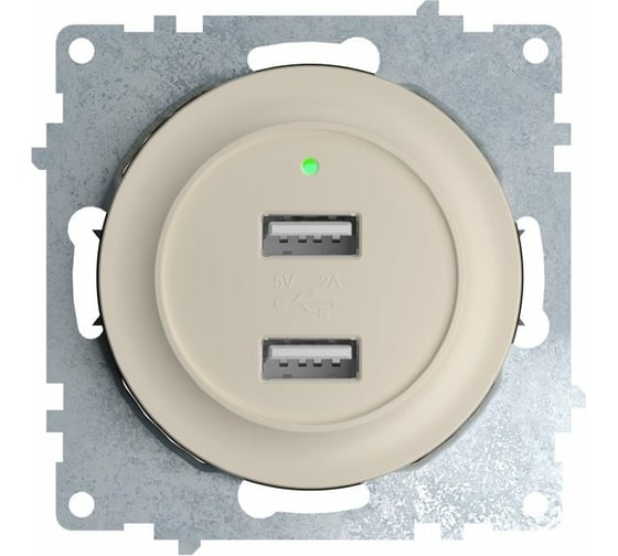 Изображение товара Двойная USB розетка с подсветкой OneKeyElectro, цвет бежевый 2260090