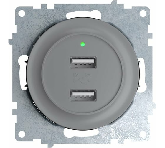 Изображение товара Двойная USB розетка с подсветкой OneKeyElectro, цвет серый 2260091
