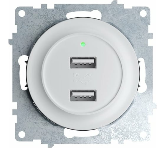Изображение товара Двойная USB розетка с подсветкой OneKeyElectro, цвет белый 2260089