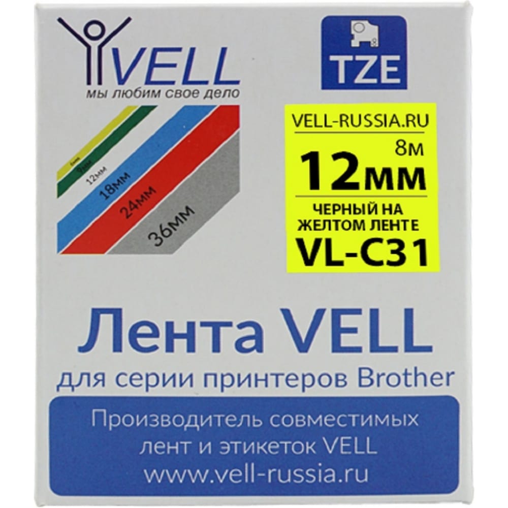 Лента для PT 1010/1280/D200/H105/E100 Vell лента vell 5238 06 9 мм синяя