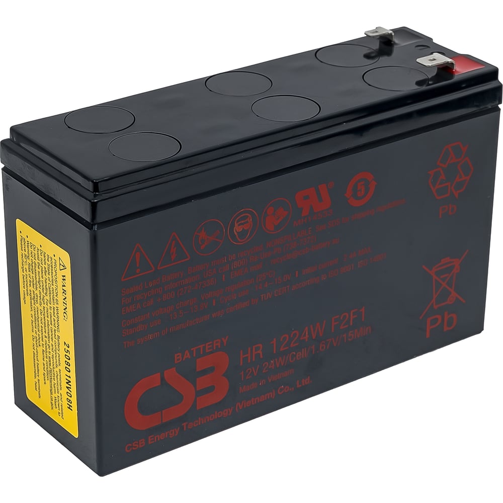 Изображение товара CSB HR1224W F2 F1 УТ 00000114 Аккумулятор для ИБП 12В 6Ач AGM