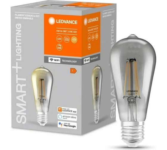 Изображение товара Умная WiFi лампа LEDVANCE SMARTWF E44D 6W/825 230V FILSM E27 4X1 LEDV 4058075609839
