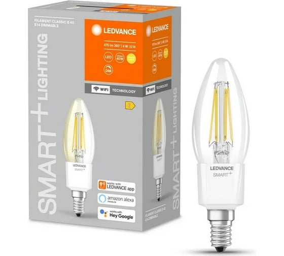 Изображение товара Умная WiFi лампа LEDVANCE SMARTWF B40D 4W/827 230V FILCLE144X1LEDV 4058075609754