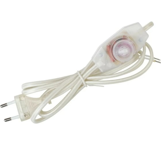 Изображение товара Провод с евроштекером и диммируемым выключателем duwi прозрачный, 2м H 03 VV-F 2x0,75 мм 2,5А 28576 2