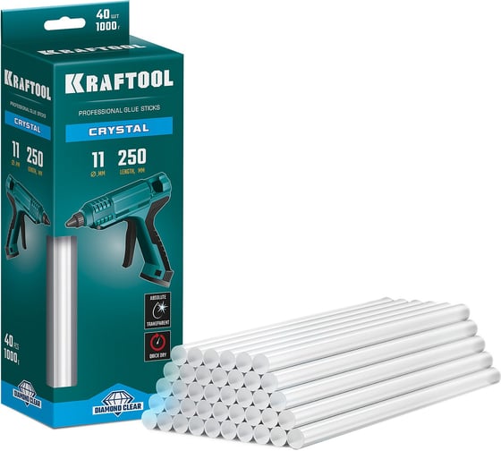 Изображение товара Кристально прозрачные клеевые стержни KRAFTOOL Crystal 40 шт, 11x250 мм 06846-40