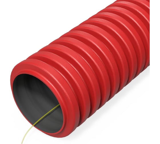 Изображение товара Гибкая гофрированная двустенная труба ПНД Промрукав тип 450 SN34 с зондом красная d32 150м PR15.0267
