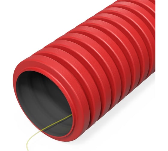 Изображение товара Гибкая гофрированная двустенная труба ПНД Промрукав тип 450 SN29 с зондом красная d40 50м PR15.0253