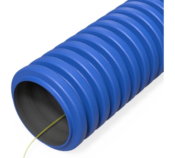 Изображение товара Гибкая гофрированная двустенная труба ПНД Промрукав тип 450 SN34 с зондом синяя d32 100м PR15.0254