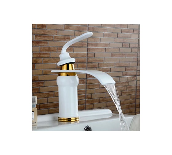 Изображение товара Смеситель для умывальника MATRIX SMF-223880/WG водопад, белый-золото 0234