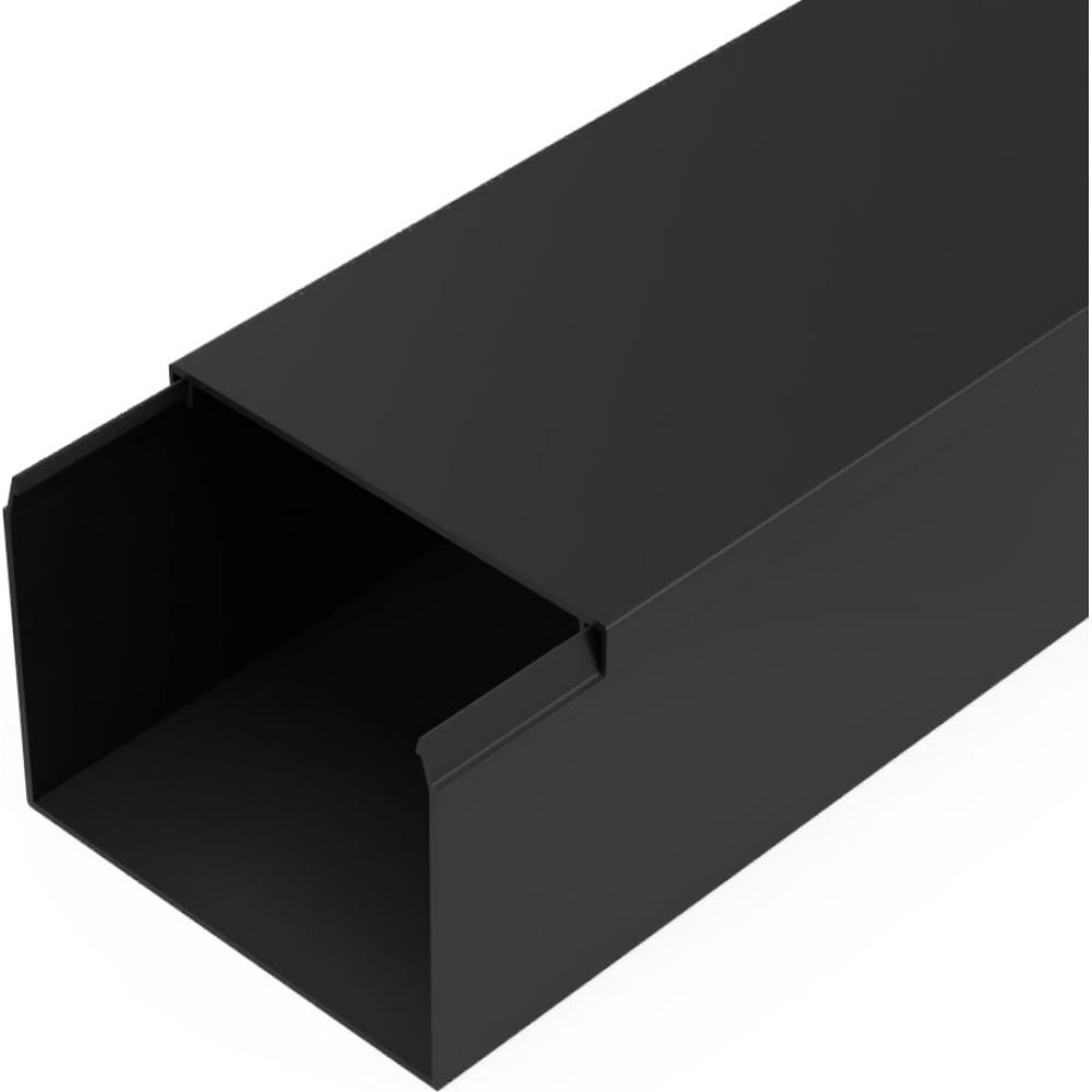 Кабель-канал Промрукав, цвет 9005, размер 80х60 PR03.0220 черный 2-й замок в п/э 80x60 2м - фото 1