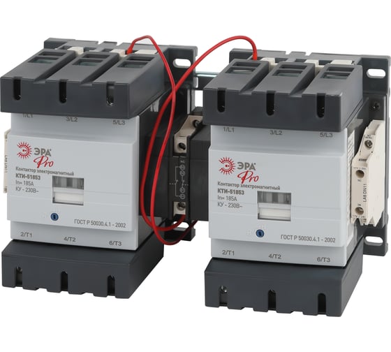 Изображение товара Контактор ЭРА КТИ51853 реверсивный PRO KKT5318523010E 185А 230В/АС3 Б0054936
