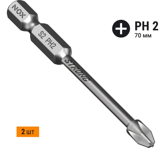 Изображение товара Бита торсионная STRONG (PH2х70 мм; карта; E6.3) NOX 336270-1