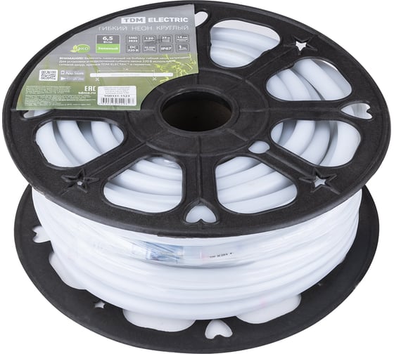 Изображение товара Гибкий круглый неон TDM ELECTRIC SMD2835-120 LED/м-220 В-6,5 Вт/м-IP67-зелёный, 25 м SQ0331-1523