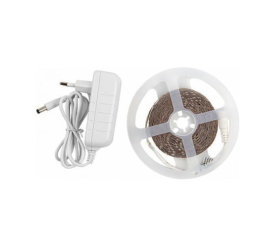 Изображение товара Лента светодиодная General Lighting Systems GLS-2835-60-4.8-12-IP20-PRO-6-5-KIT, 5 метров с адаптером, 4,8Вт/м, 12В, SMD2835, 8мм, 60 диодов/м, 7 Лм/чип, IP20, 6500К - холодный белый 500422