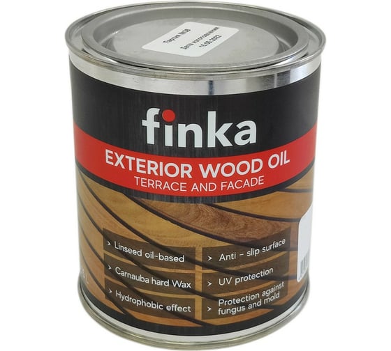 Изображение товара Масло для террас и фасадов Finka Exterior Wood Oil для внутренних и наружных работ, льняная основа, Тик (Teak), 0.75 л FO-075T