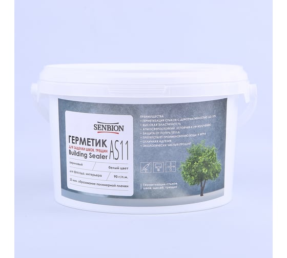Изображение товара Герметик для заделки швов и трещин SENBION Building Sealer AS-11 (акриловый; серый; 7 кг) SB2955/7-Сер